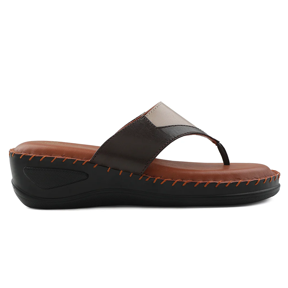 Senorita Brown Casual Wedge Heel Sandal For Women AGL-125P By Liberty - Image 2