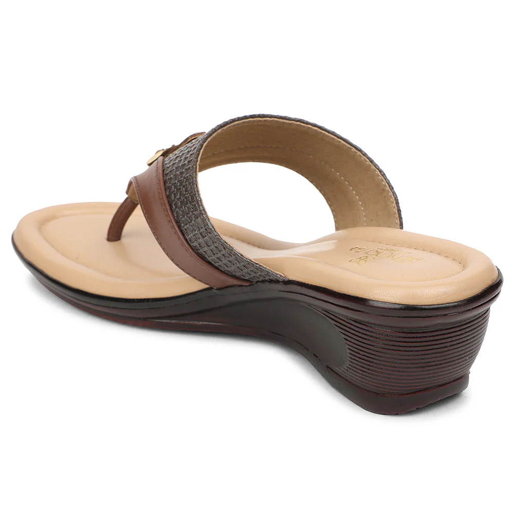 Senorita Brown Casual Wedge Heel Sandal For Women LNF-4 By Liberty - Image 5