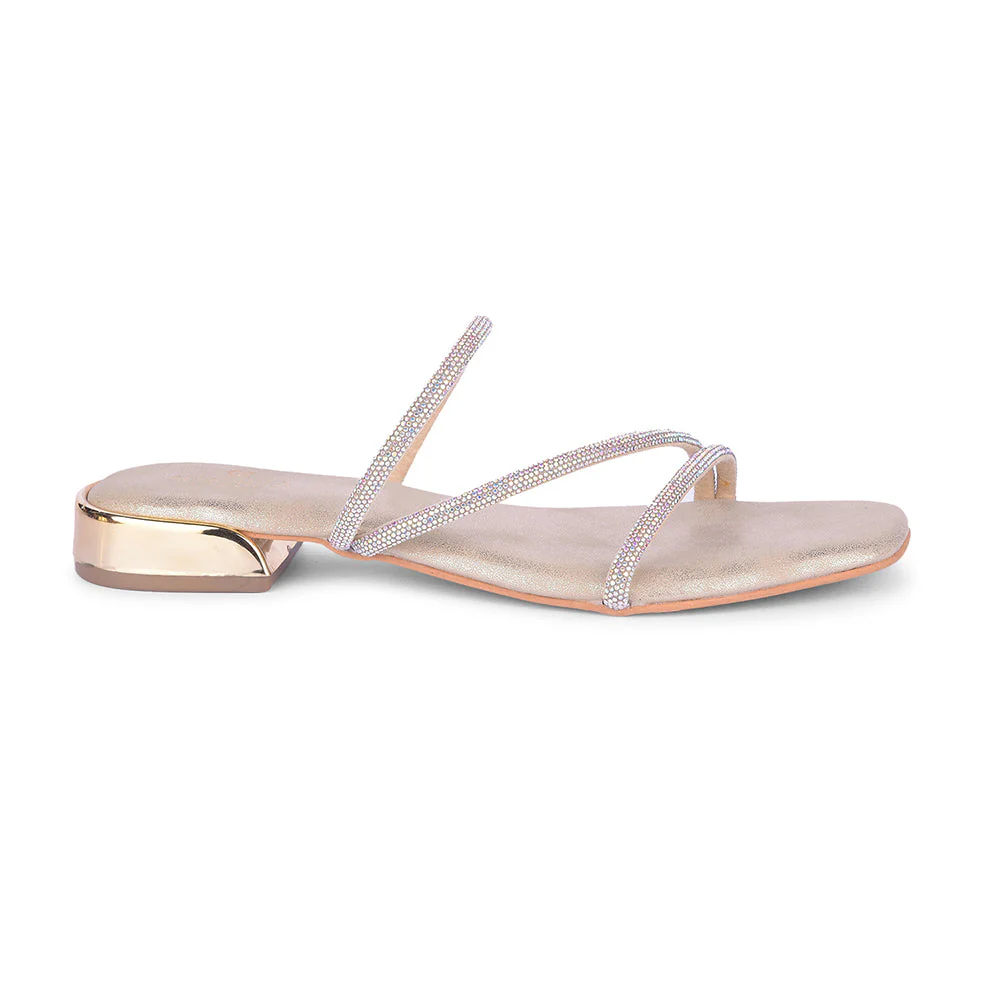Senorita Golden Flat Sandal For Women AMG-32 By Liberty - Image 2