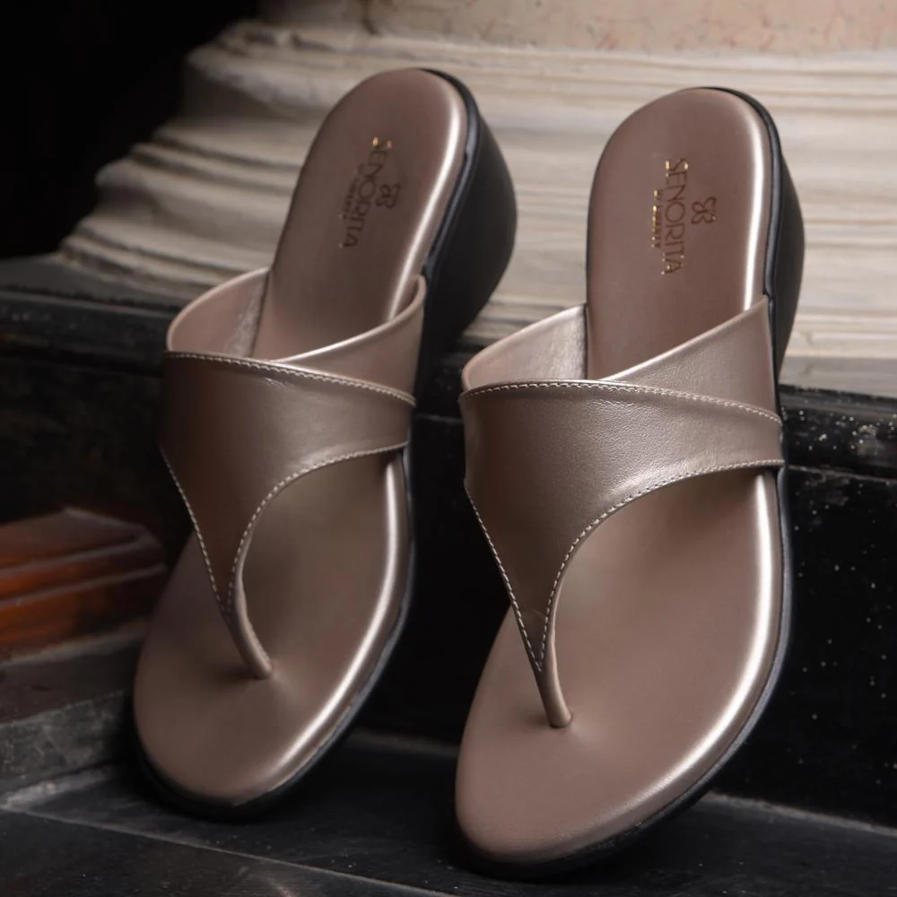 Senorita Casual Silver Wedge Heels For Women JD-46 By Liberty - Image 4