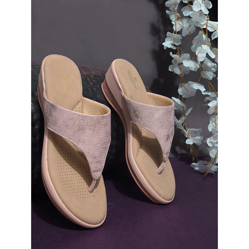 Senorita Casual Pink Wedge Heels for women LDF-2 By Liberty - Image 3