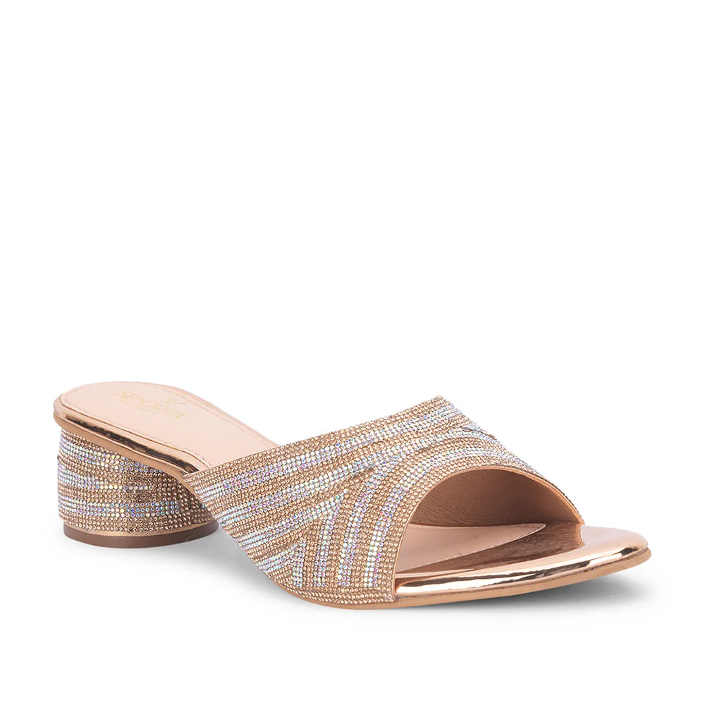 Senorita Golden Block Heels For Women STY-29 By Liberty