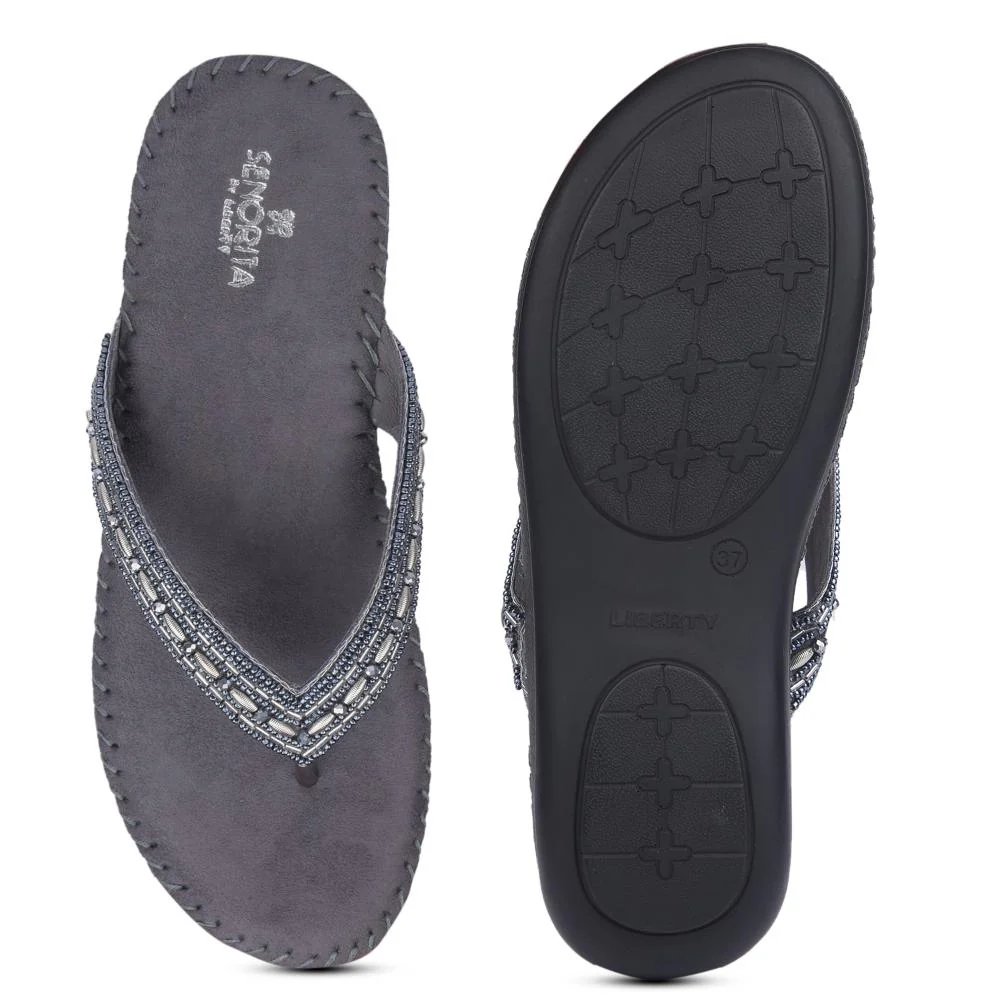 Senorita By Liberty Women STY-38 Grey Ethnic Sandal - Image 6