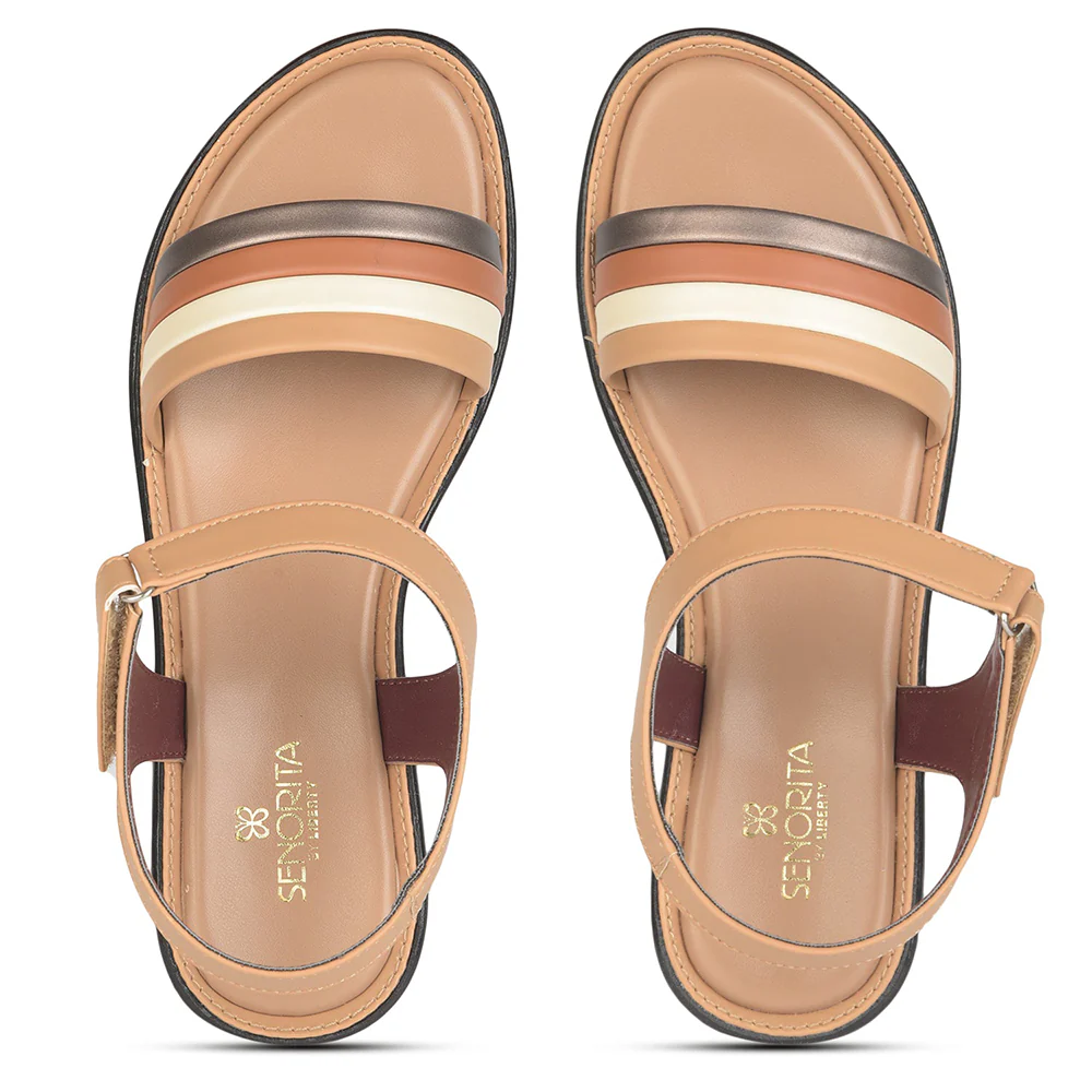 Senorita Casual (Tan) Sandals For Women DZL-801 By Liberty - Image 5