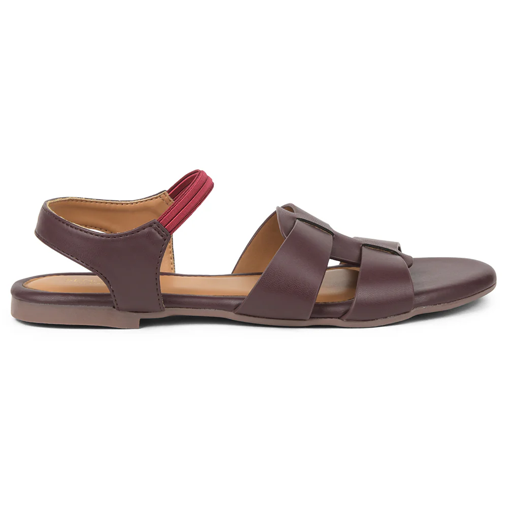 Senorita Maroon Casual Flat Sandal For Women DFL-101 By Liberty - Image 2