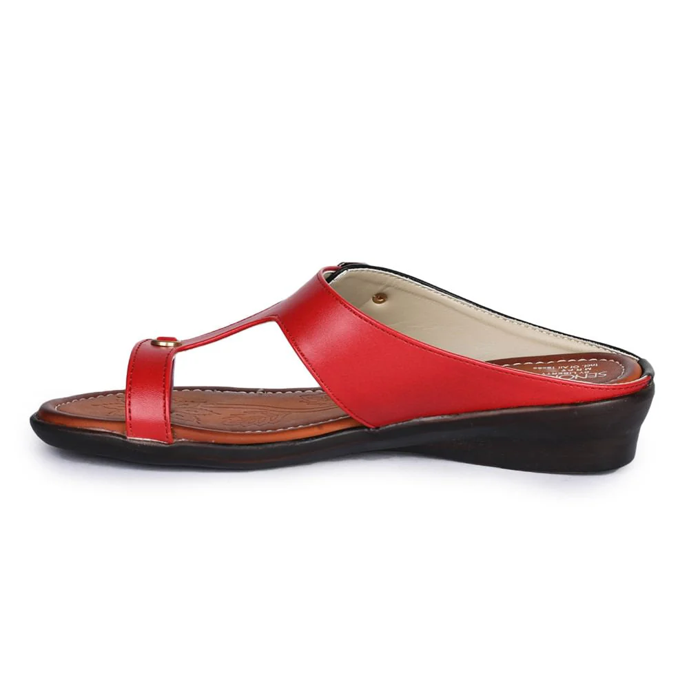 Senorita Red Ethnic Toe Ring Slippers For Women D1-06 By Liberty - Image 3