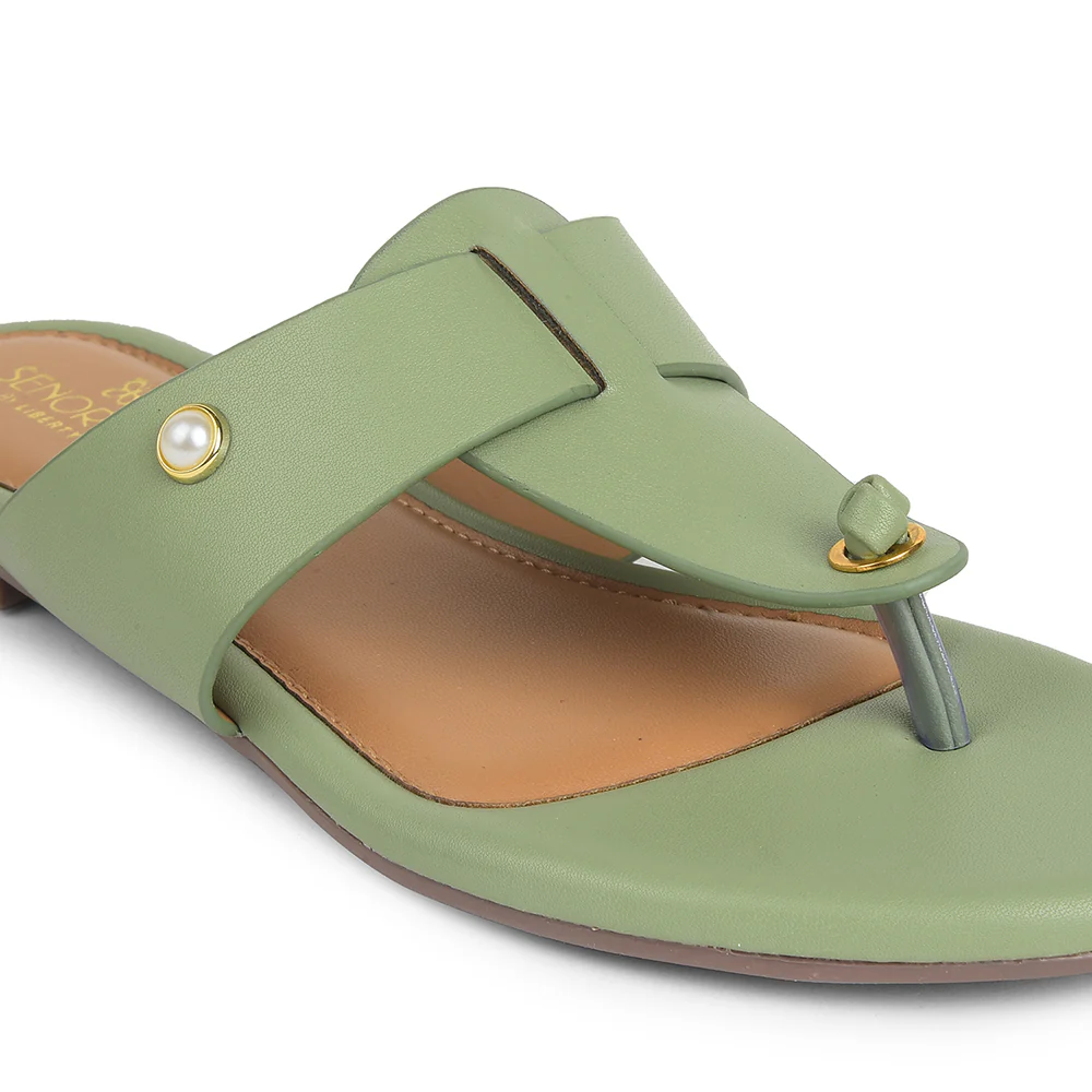 Senorita Sea Green Casual Slipper For Women DFL-103 By Liberty - Image 4
