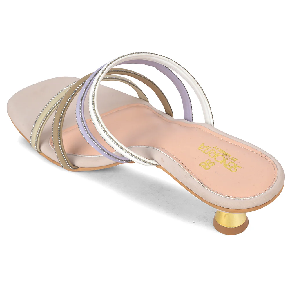 Senorita STY-180E Cream Casual Heeled Slippers for Women by Liberty - Image 4