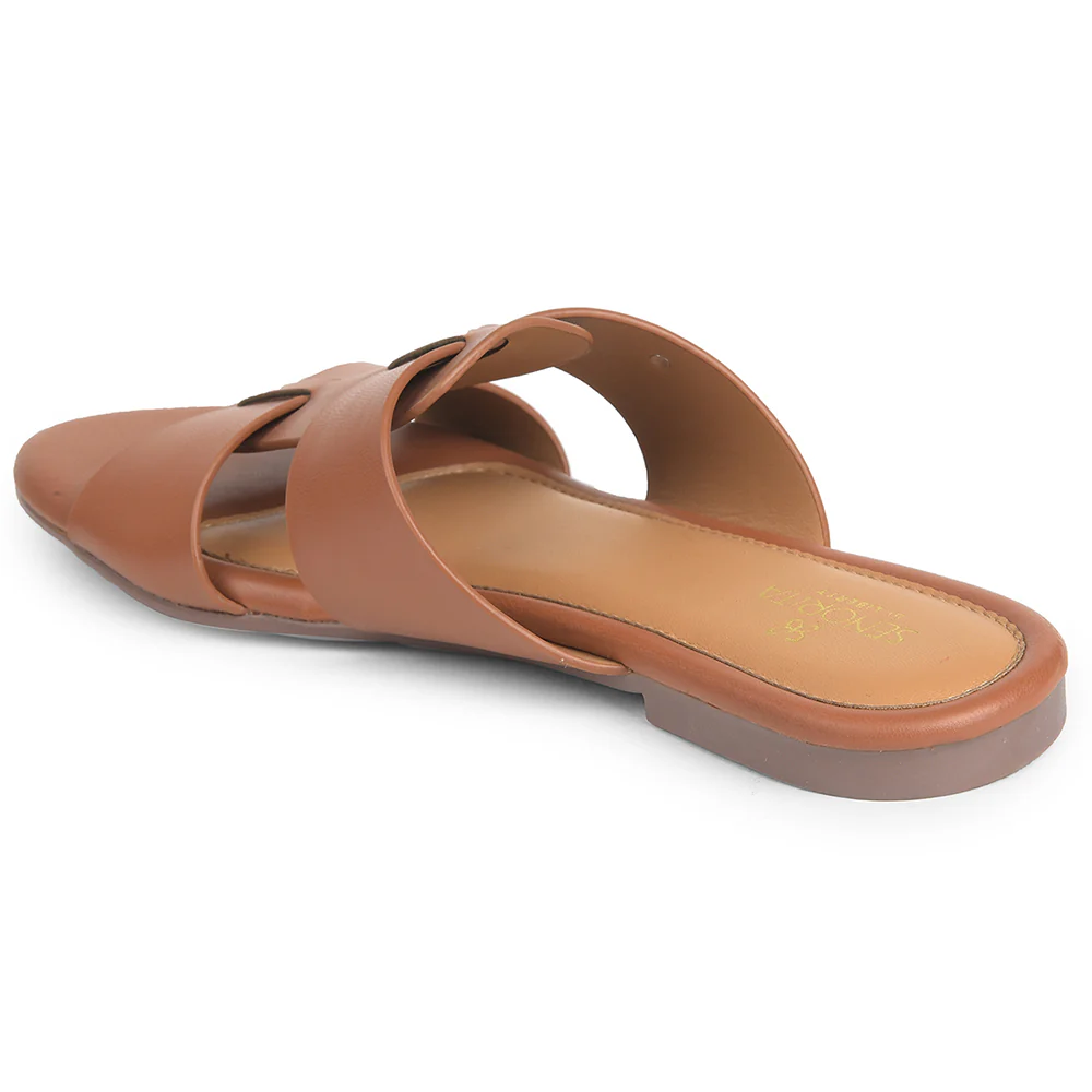 Senorita Tan Casual Flat Sandal For Women DFL-102 By Liberty - Image 4