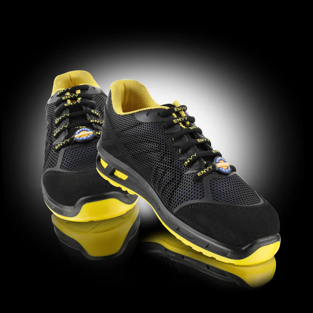 Warrior Black & Yellow Genuine Leather Fiber Glass Toe Safety Shoes for Men CYGNUS By Liberty - Image 4