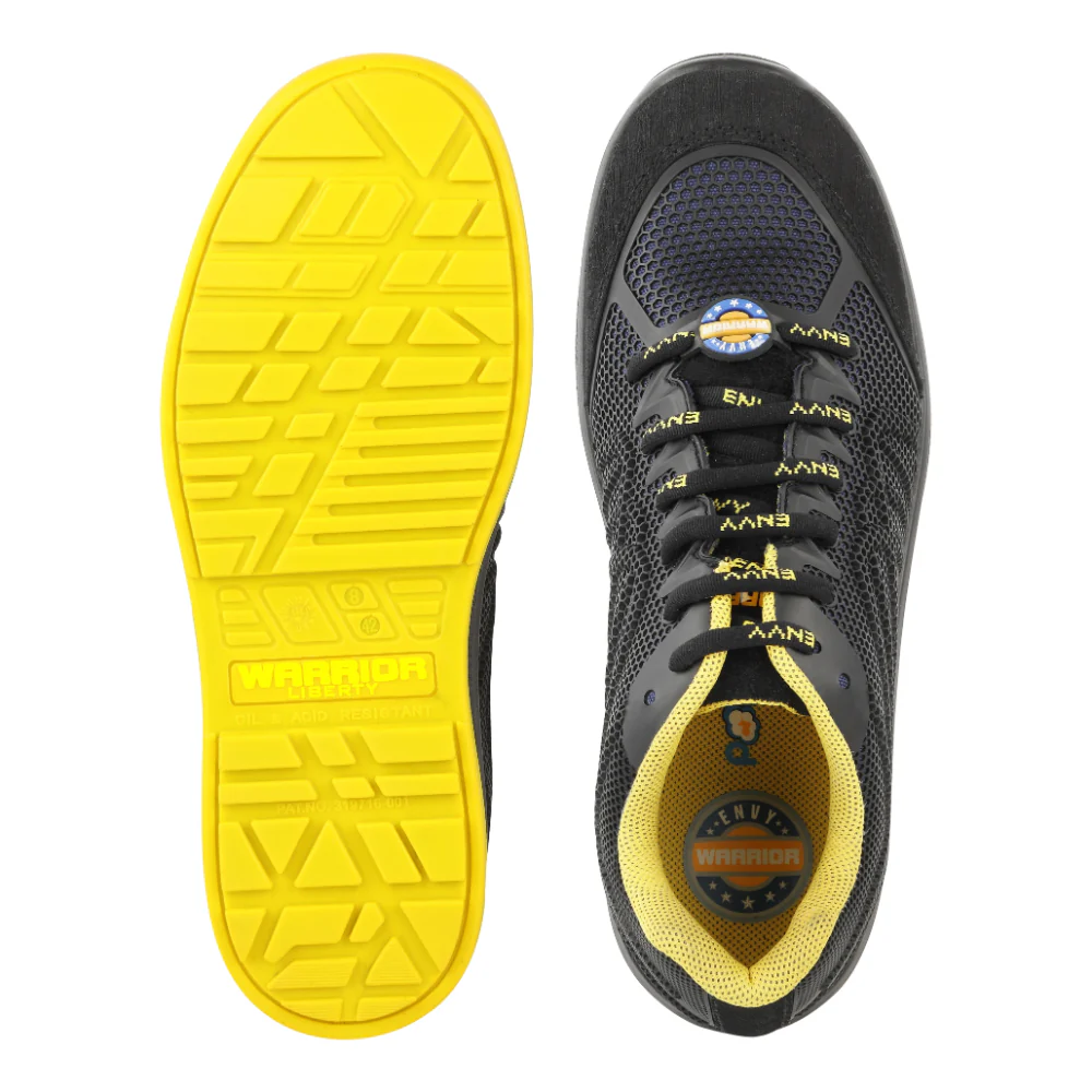 Warrior Black & Yellow Genuine Leather Fiber Glass Toe Safety Shoes for Men CYGNUS By Liberty - Image 5