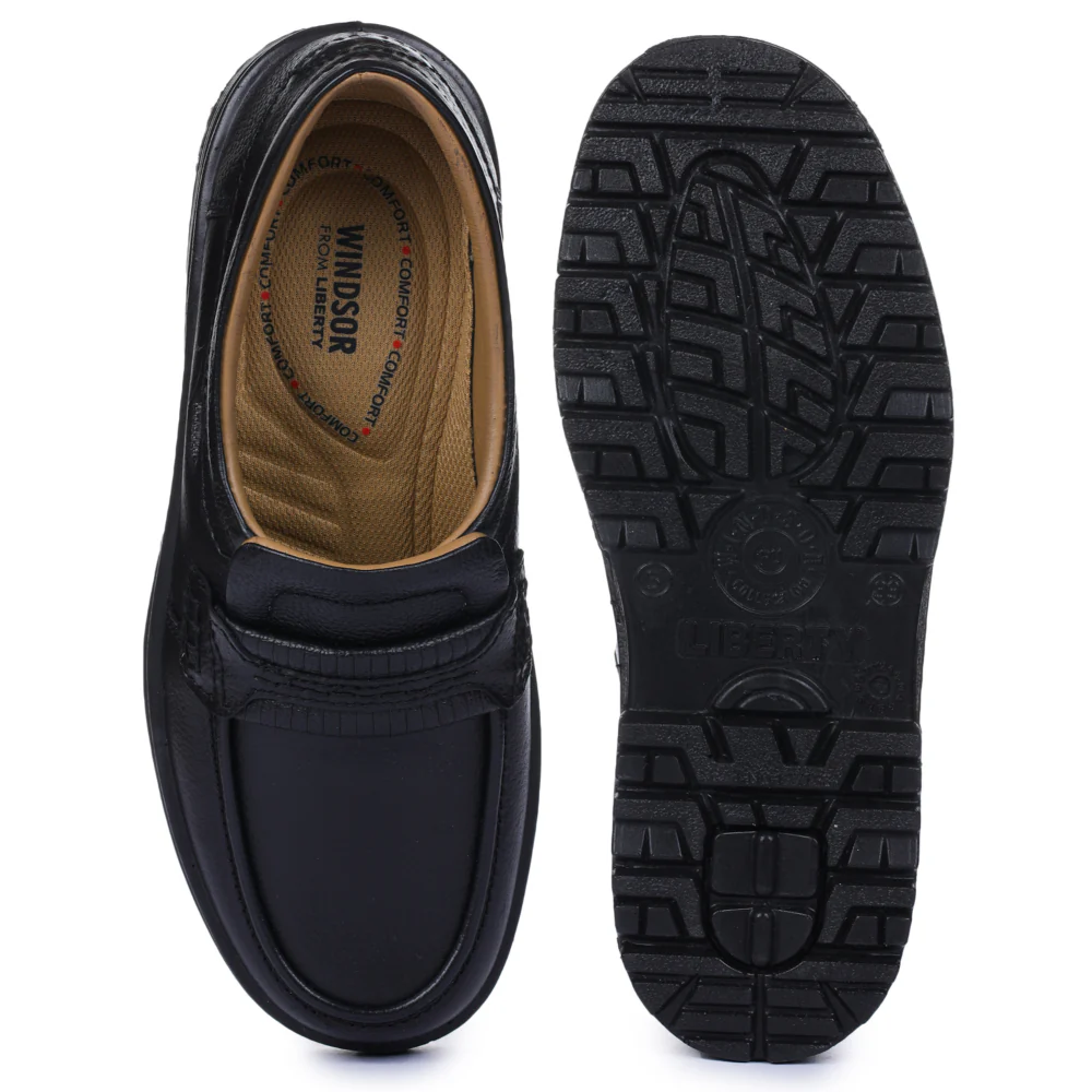 Windsor Black Formal Non Lacing Shoes For Men 7190-54 By Liberty - Image 5